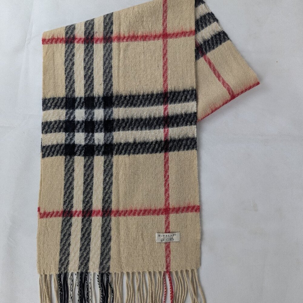 Burberry London Classic Nova Check 100% Cashmere Beige Scarf Made In England